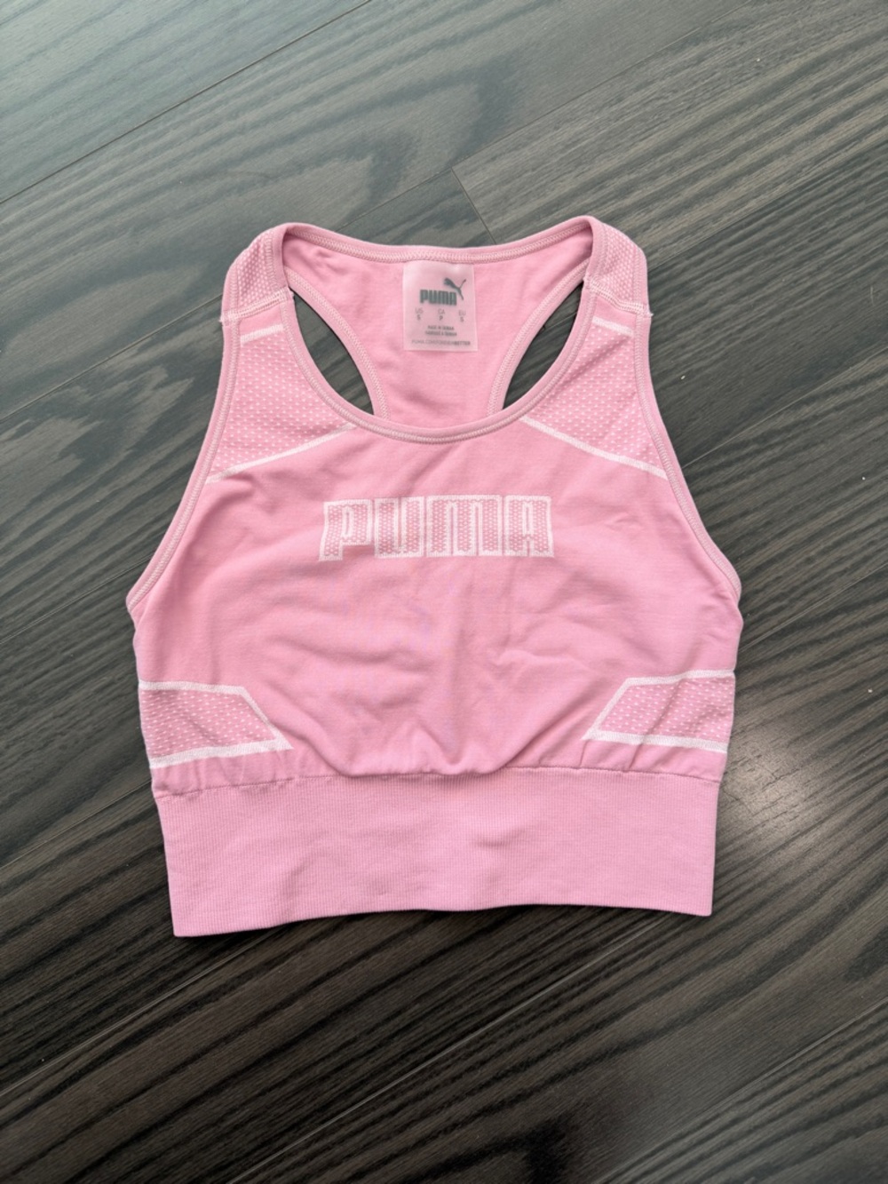 Puma Light Pink Racerback Crop Tank Top Sports Bra S